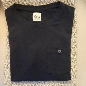 Zara Navy Blue Crew Neck Shirt.